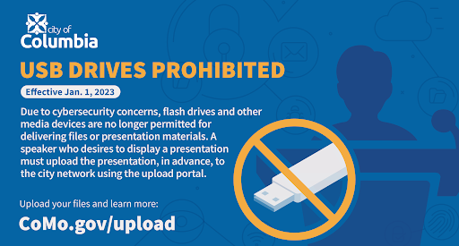 Flash drives are no longer permitted for delivering presentation materials. Learn more or upload your files.