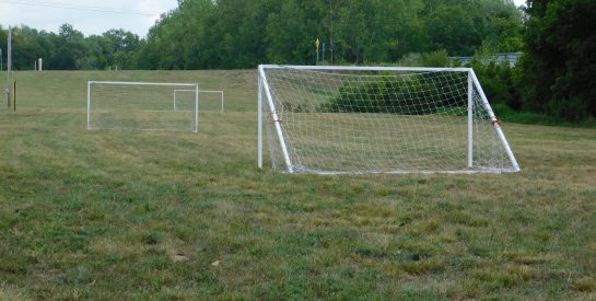 Nets set up at Jay Dix Station soccer practice field.