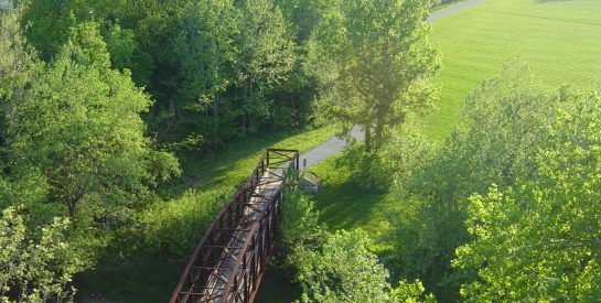 Aerial View of Hinkson Creek Trail Bridge