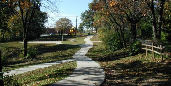 Winding sidewalk at Westwinds Park Trail.