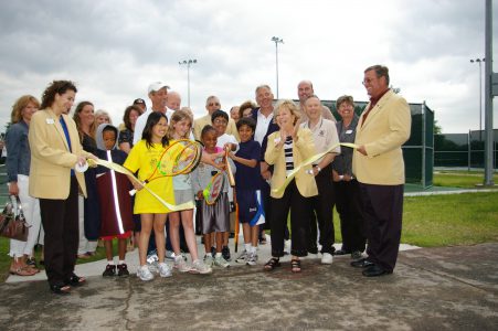 Ribbon cutting at Thomas H. Rapp Tennis Courts at Cosmo Park dedication