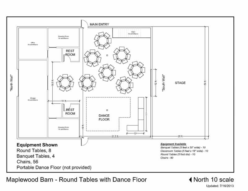 Maplewood barn round tables with dance floor