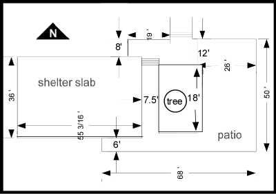 Dimensions of Gordon Shelter patio