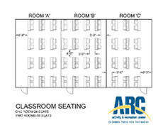 Classroom-Style Meeting Room Layout for 1/3 or 2/3 Rooms