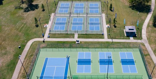 Aerial of Albert-Oakland pickleball courts