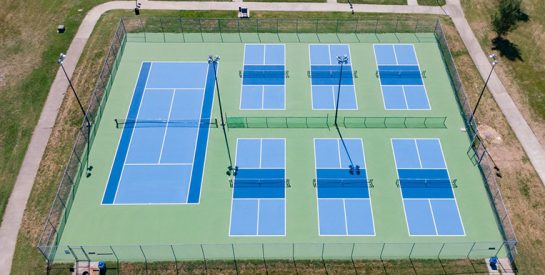 Aerial of Albert-Oakland tennis court