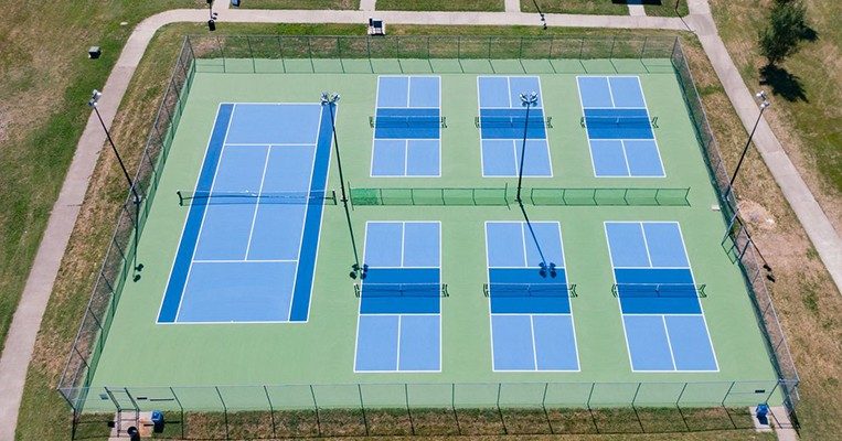 Aerial of Albert-Oakland tennis court