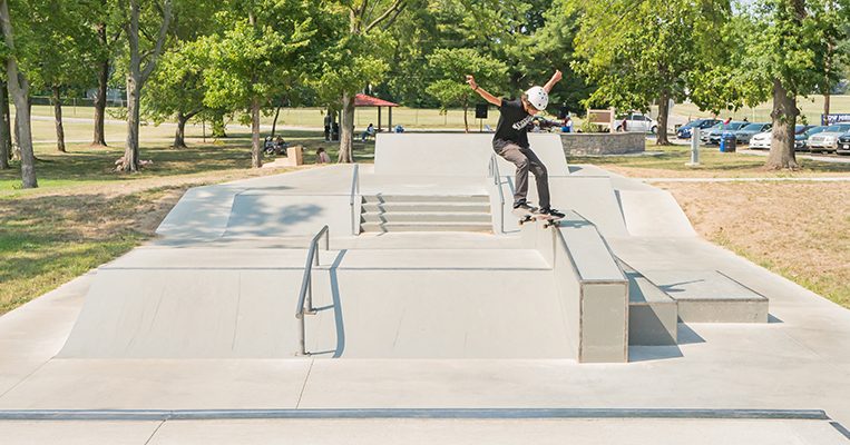 Practicing technique at the Douglass Skate Park.