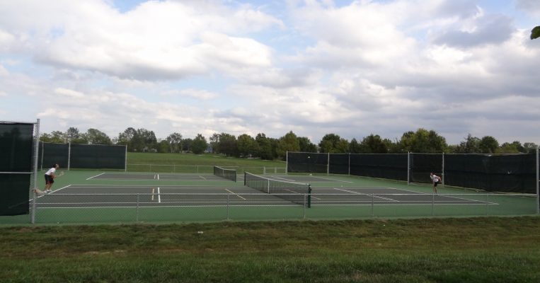Two competitors at Rock Quarry Tennis Courts.