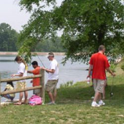 Stephens Lake Park Dedication People Fishing